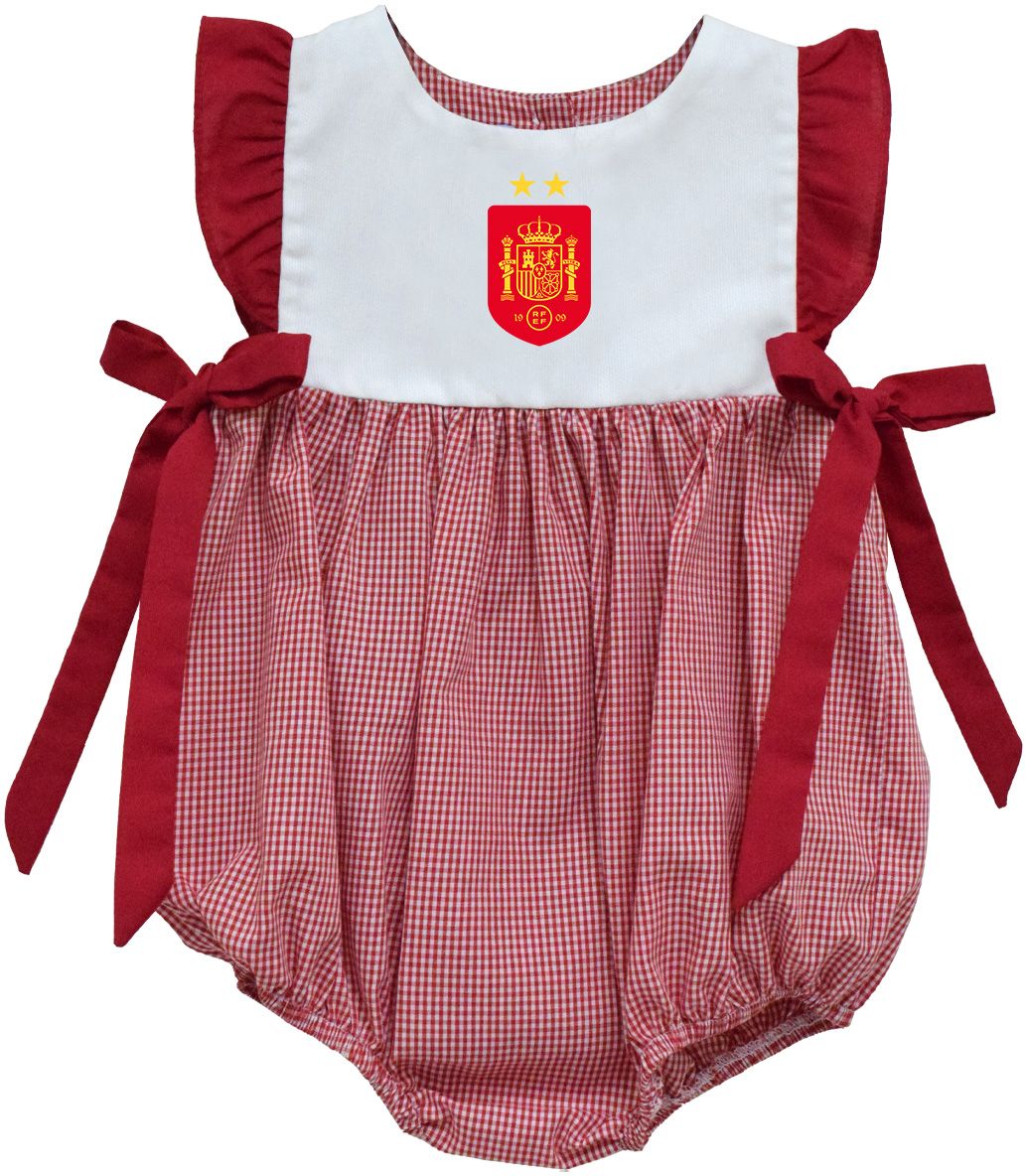 Viva La Fete Infant Spain National Team Gingham Red Bubble Dress