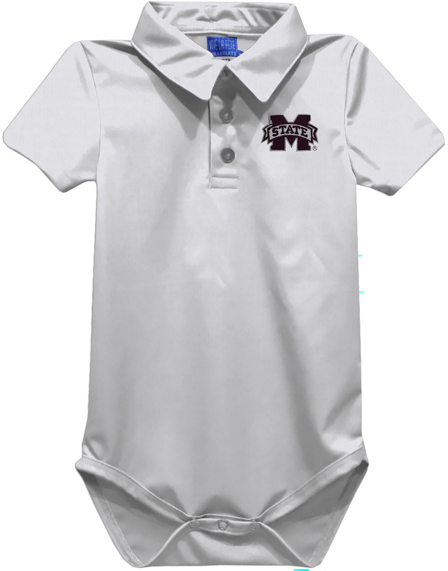 Vive La Fete Infant Mississippi State Bulldogs White Stripe Polo Creeper