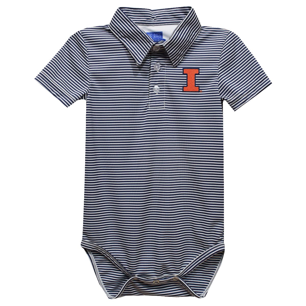 Vive La Fete Infant Illinois Fighting Illini Navy Dave Polo Pencil Stripe Creeper