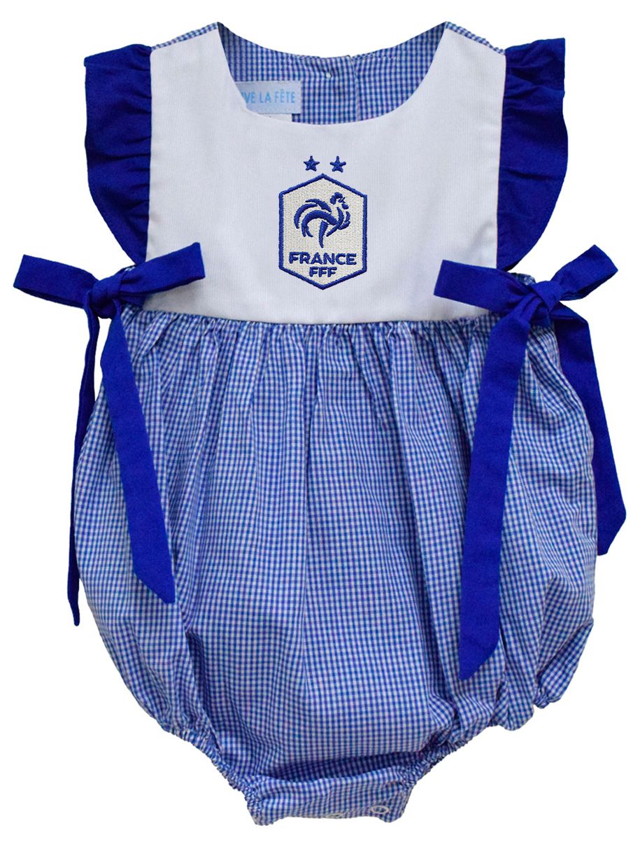 Viva La Fete Infant France National Team Gingham Bubble Royal Dress