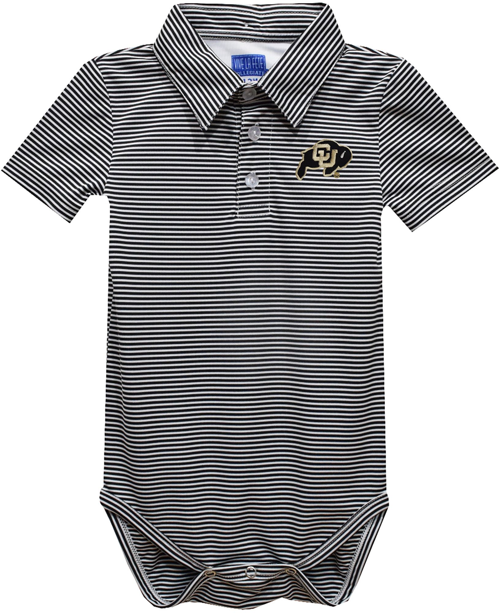 Vive La Fete Infant Colorado Buffaloes Black Dave Polo Pencil Stripe Creeper
