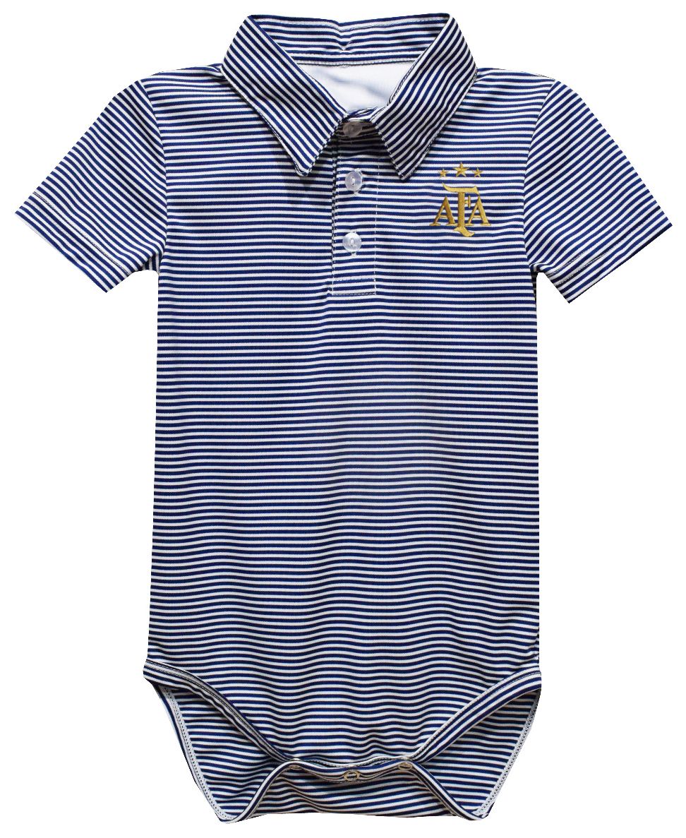 Viva La Fete Infant Argentina National Team Polo Pencil Stripe Navy Bodysuit