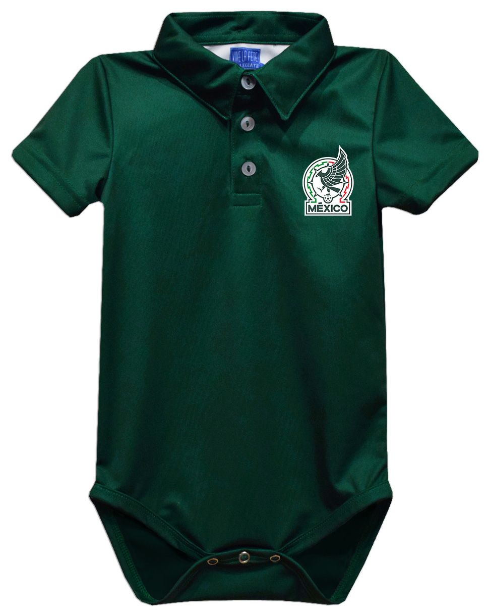 Viva La Fete Infant Mexico National Team Solid Polo Green Bodysuit
