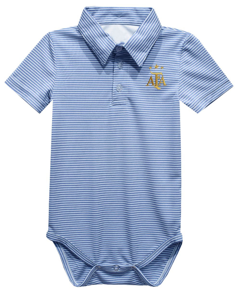 Viva La Fete Infant Argentina National Team Polo Pencil Stripe Light Blue Bodysuit
