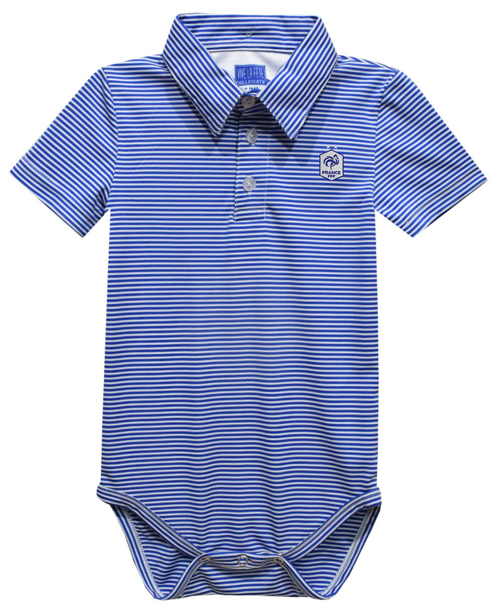 Viva La Fete Infant France National Team Pencil Stripe Royal Bodysuit