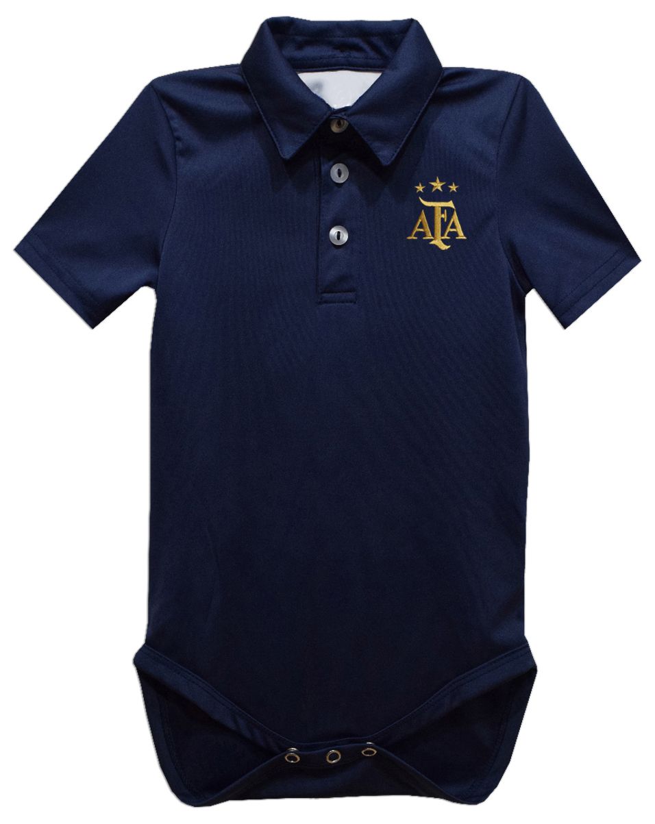 Viva La Fete Infant Argentina National Team Solid Polo Navy Bodysuit
