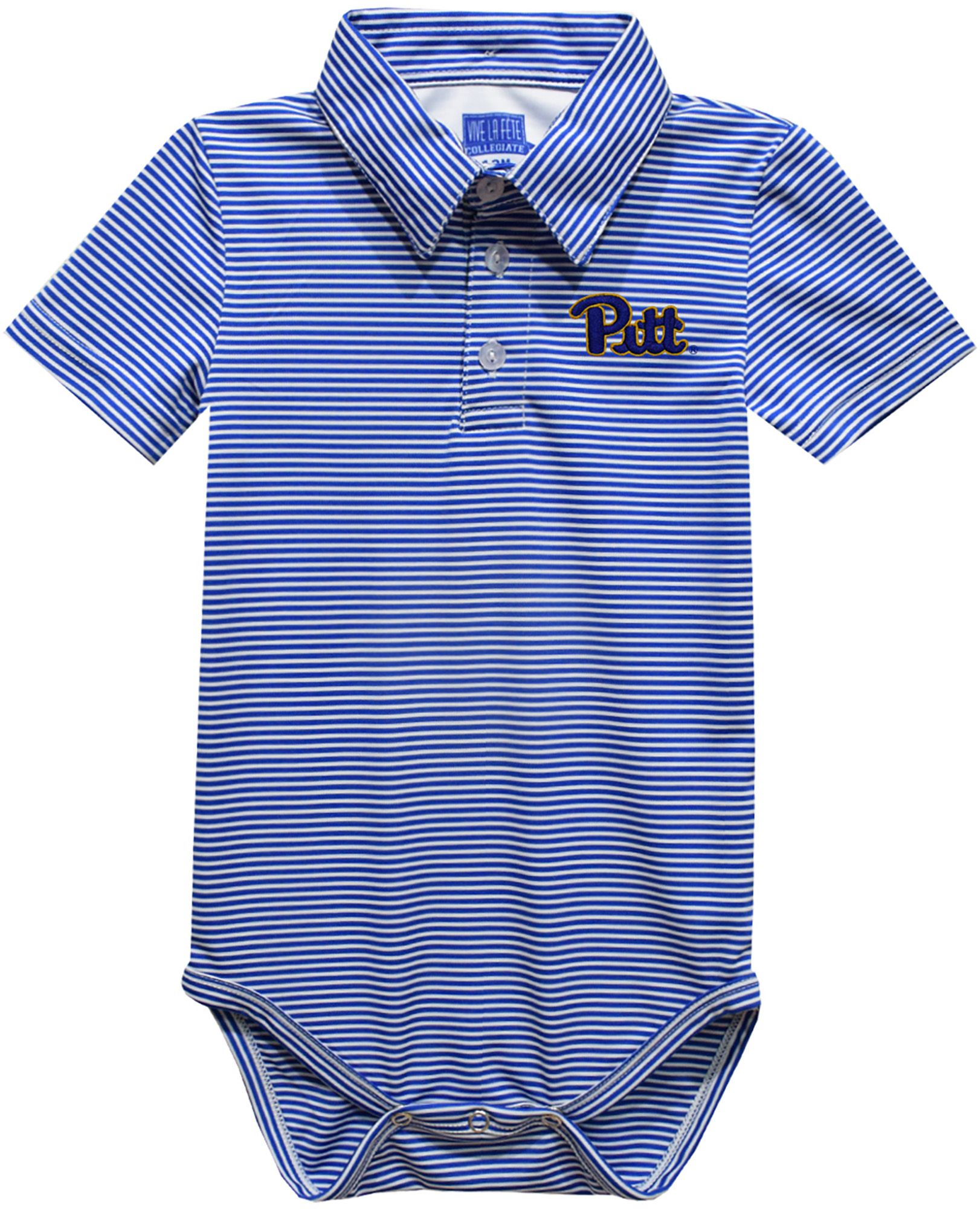 Vive La Fete Infant Pitt Panthers Royal Dave Polo Pencil Stripe Creeper