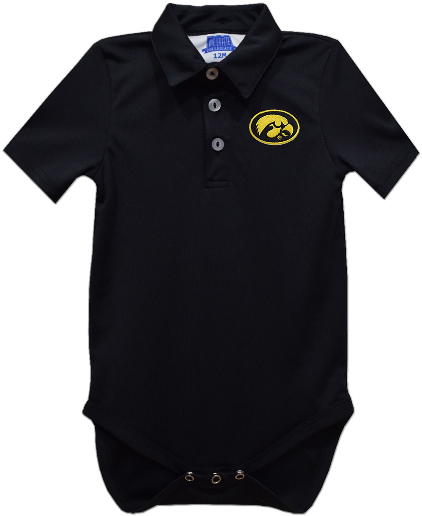 Vive La Fete Infant Iowa Hawkeyes Black Ted Polo Creeper
