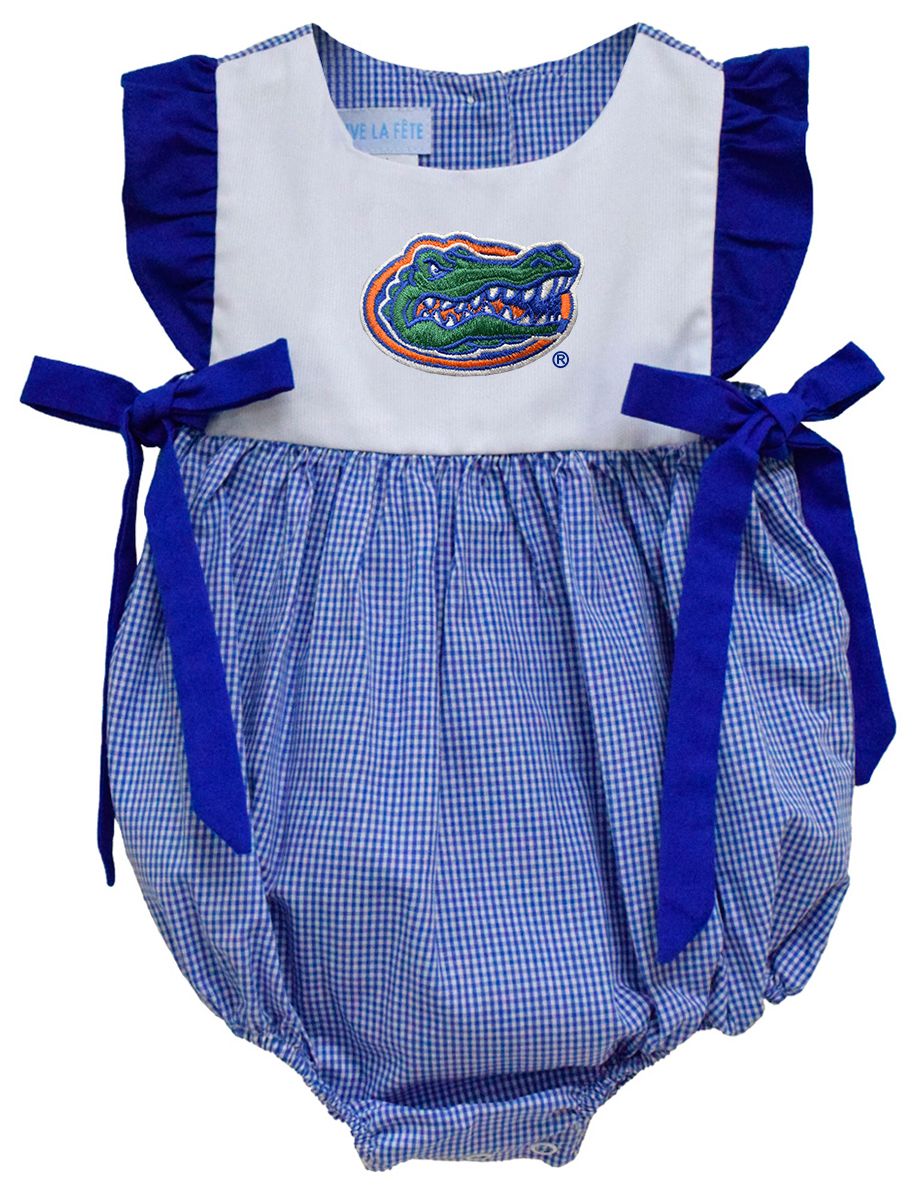Vive La Fete Infant Florida Gators Royal Gingham Bubble Dress