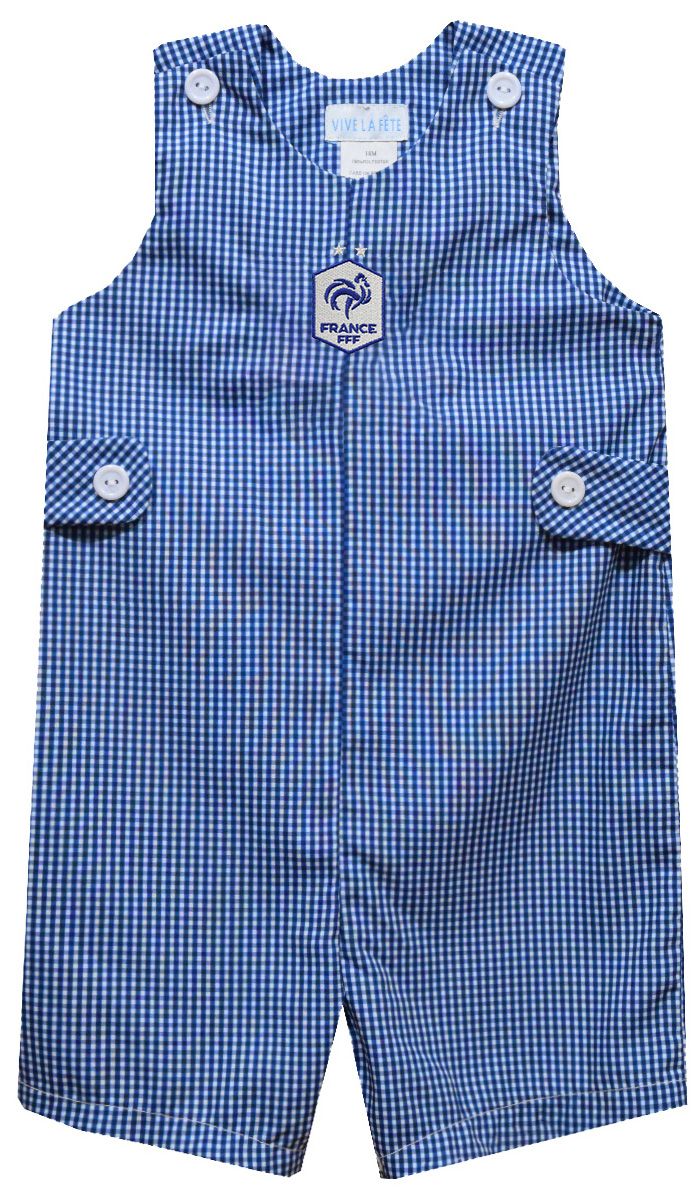 Viva La Fete Infant France National Team Gingham Jon Jon Royal Romper