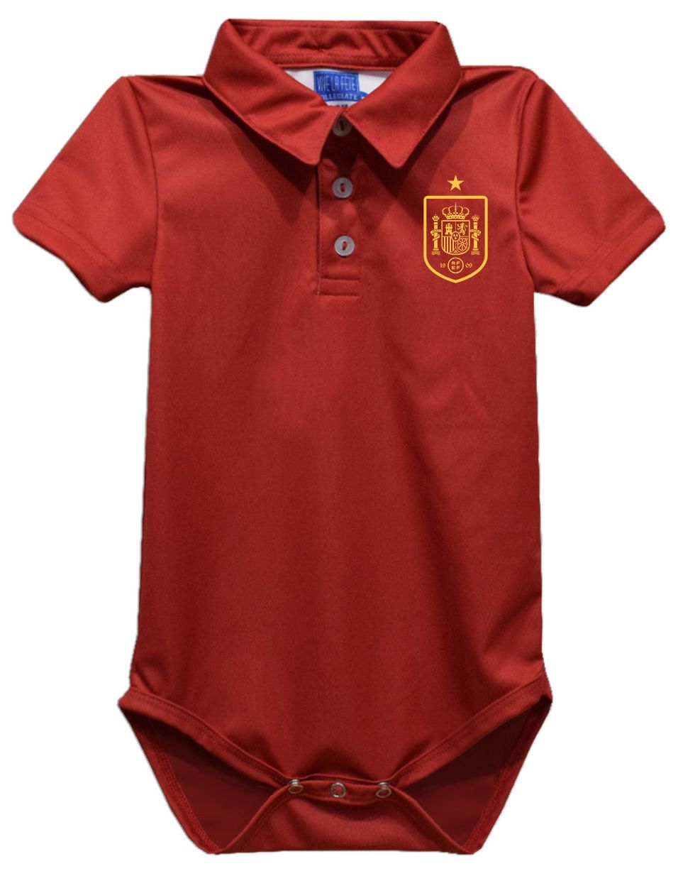 Viva La Fete Infant Spain National Team Solid Polo Red Bodysuit