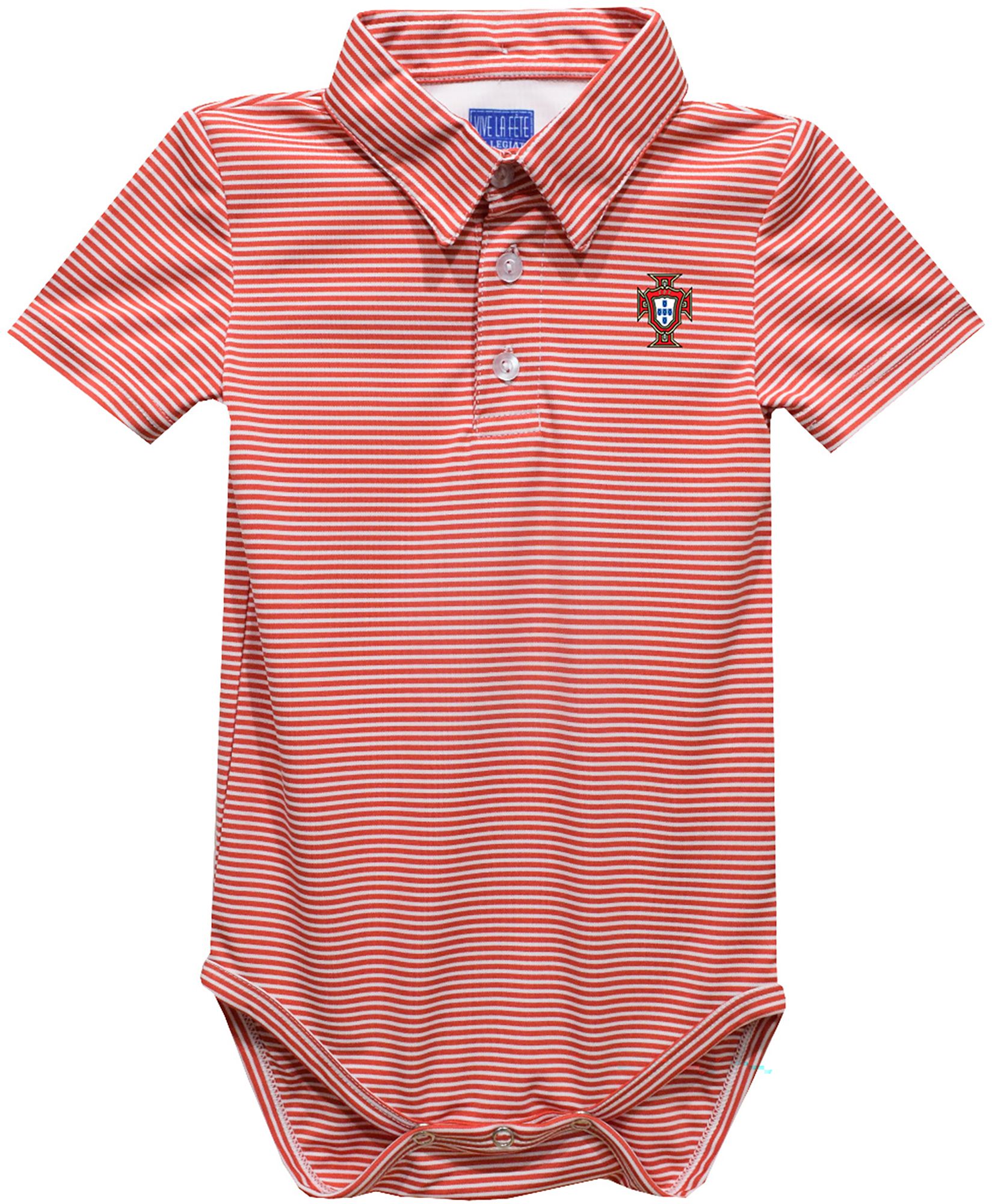 Vive La Fete Infant Portugal National Team Polo Pencil Stripe Red Bodysuit