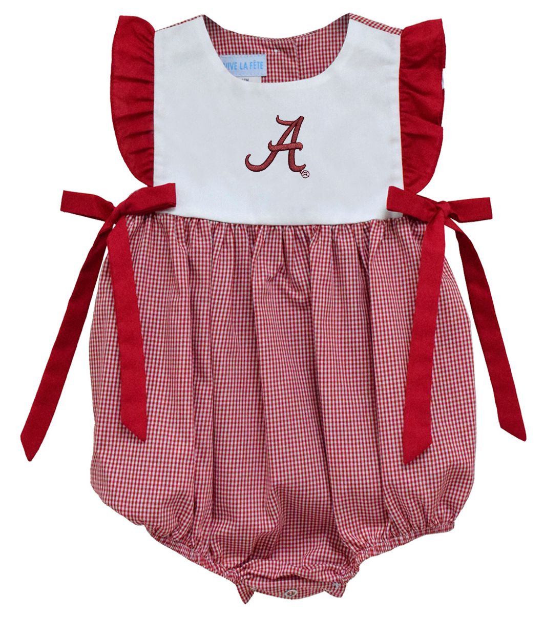 Vive La Fete Infant Alabama Crimson Tide Red Gingham Bubble Dress