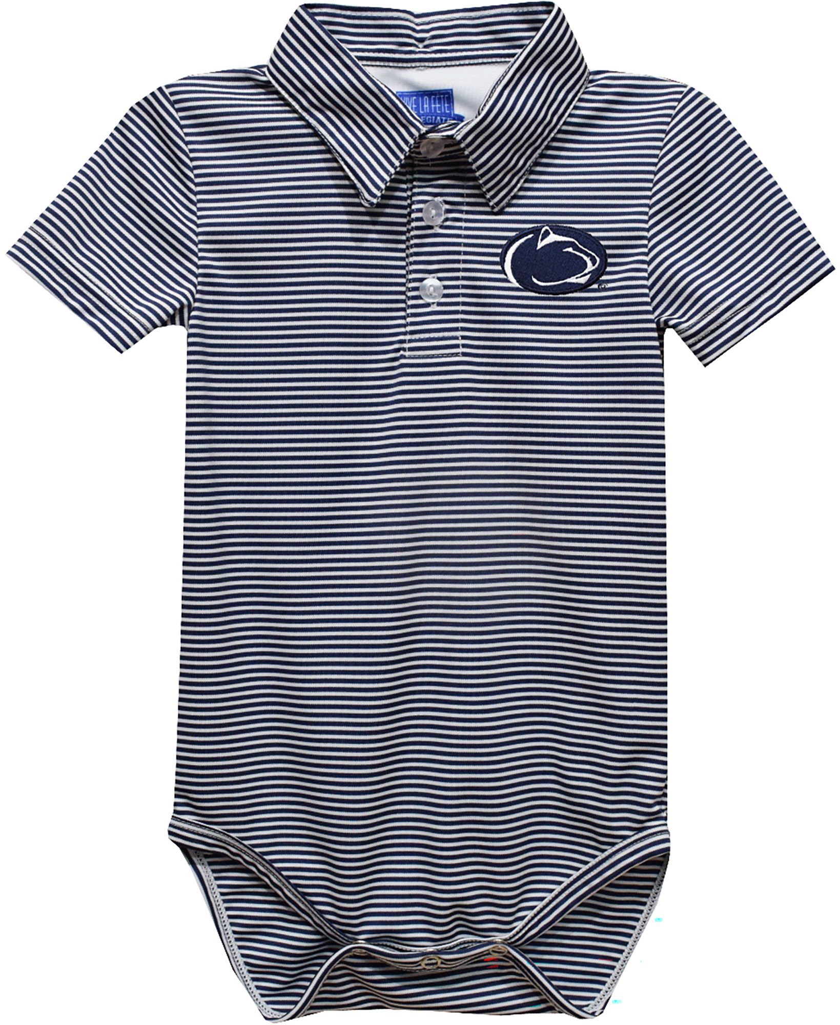 Vive La Fete Infant Penn State Nittany Lions Blue Dave Polo Pencil Stripe Creeper