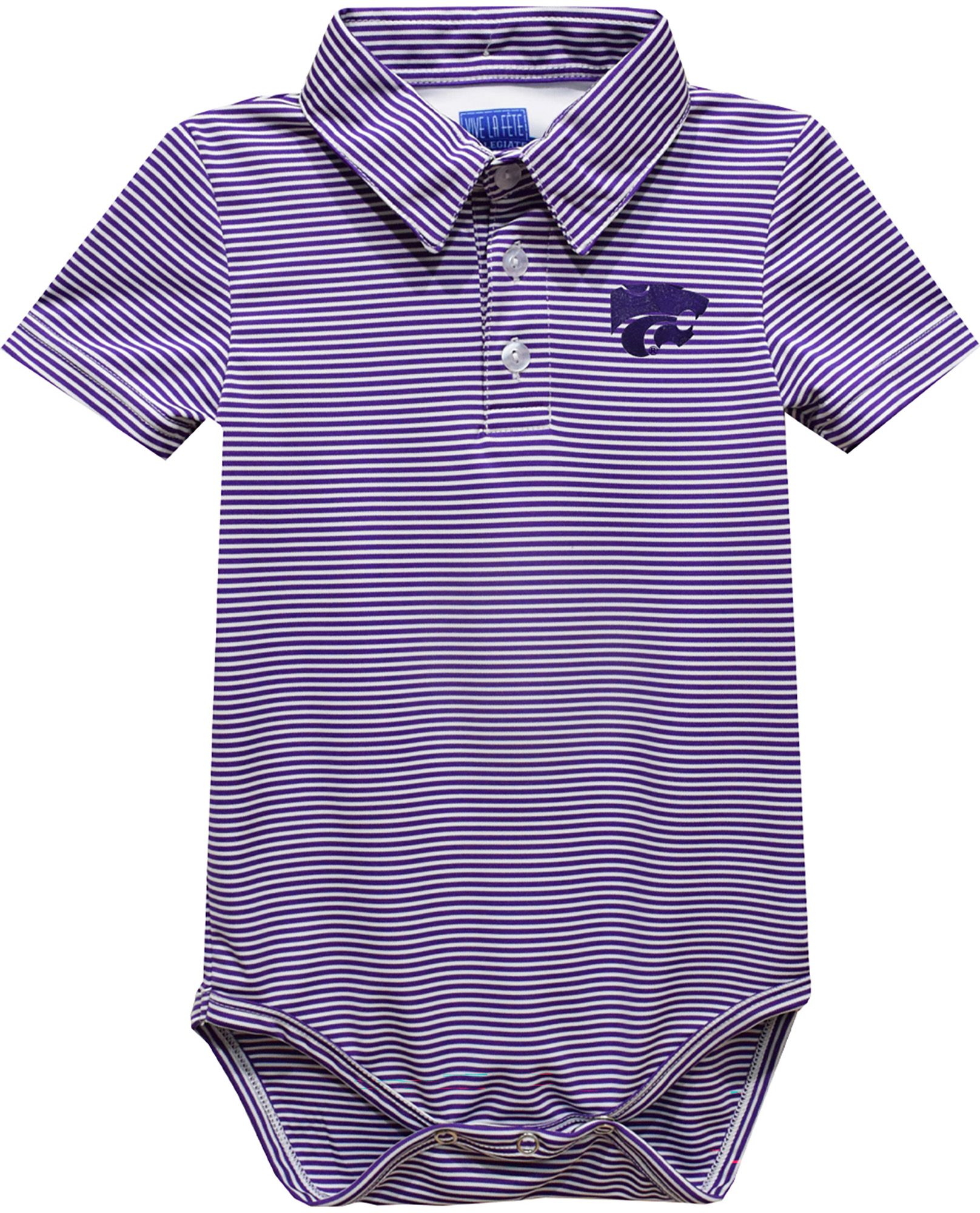 Vive La Fete Infant Kansas State Wildcats Purple Dave Polo Pencil Stripe Creeper