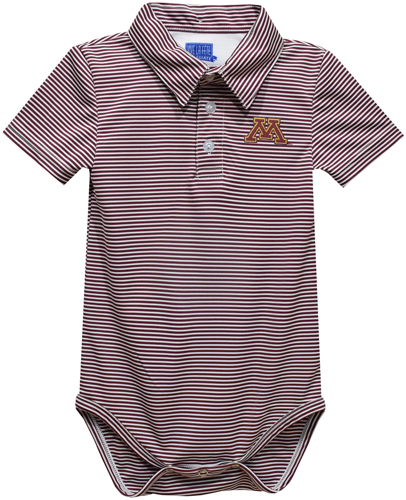 Vive La Fete Infant Minnesota Golden Gophers Maroon Dave Polo Pencil Stripe Creeper