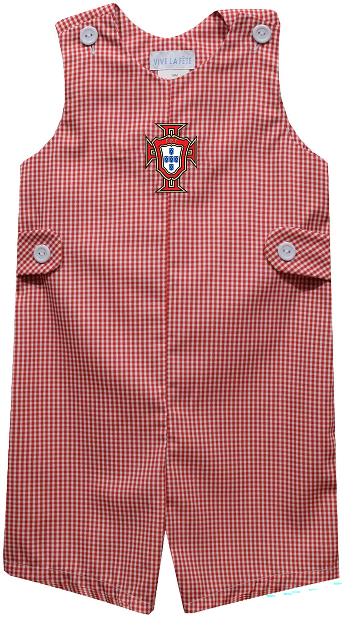 Vive La Fete Infant Portugal National Team Gingham Jon Jon Red Romper