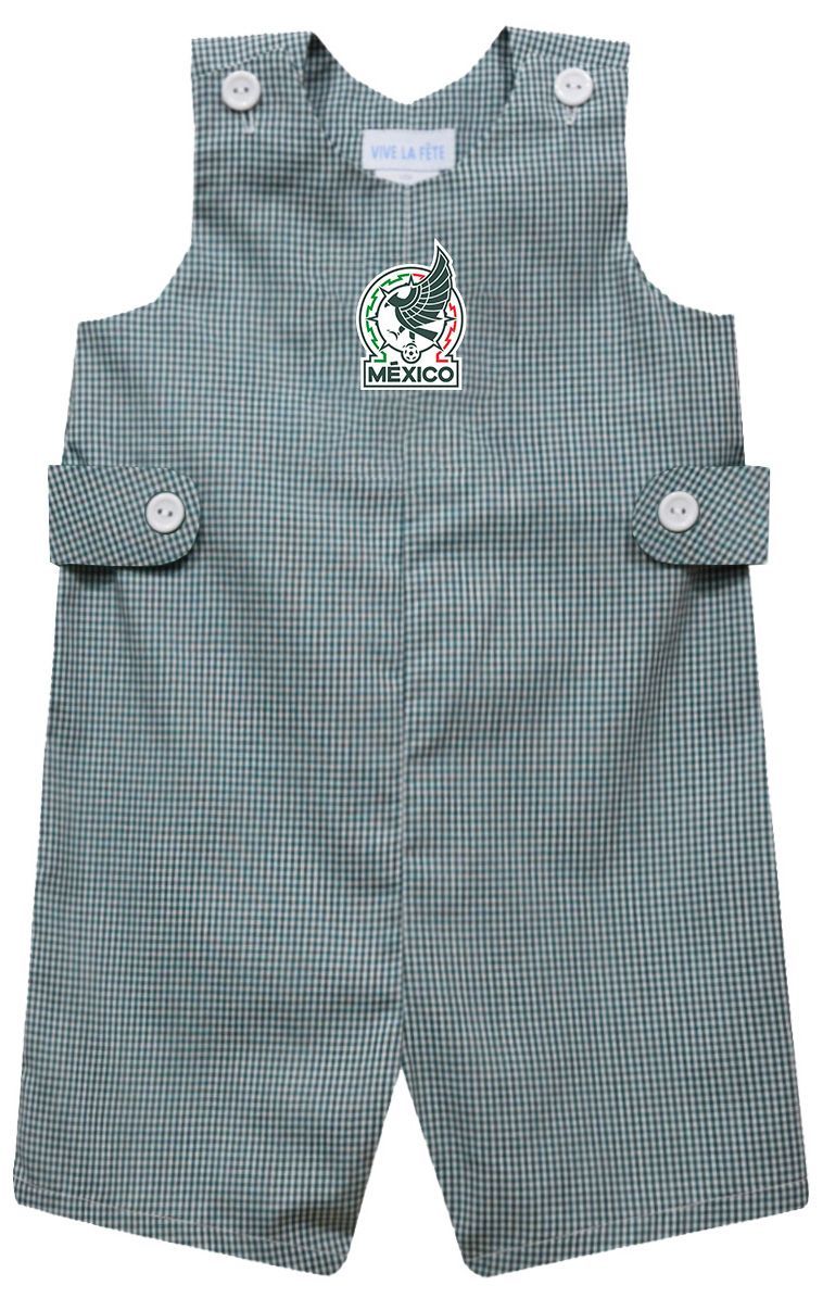 Viva La Fete Toddler Mexico National Team Gingham Jon Jon Green Romper