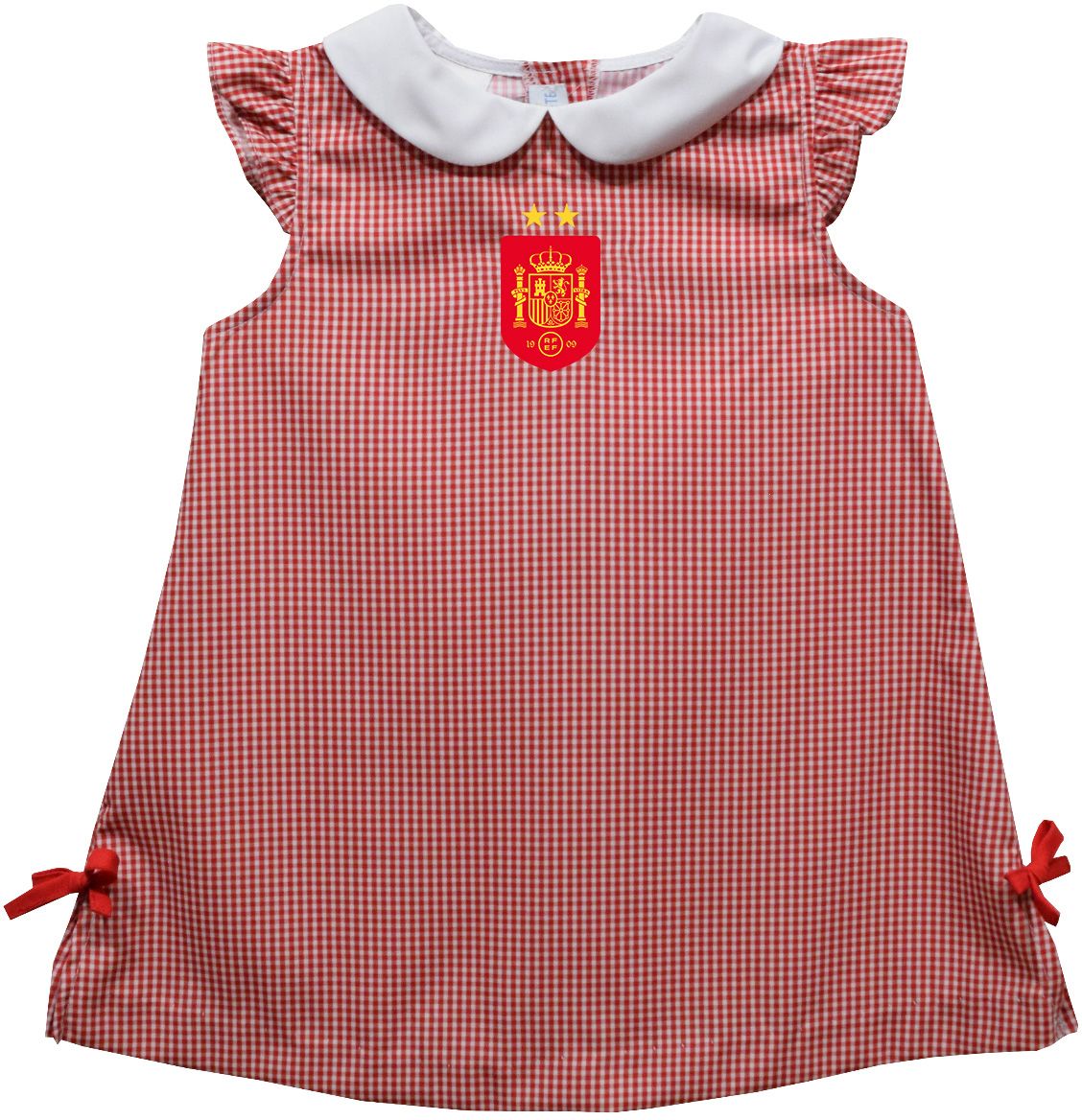 Viva La Fete Toddler Spain National Team Mini Check A-Line Red Dress