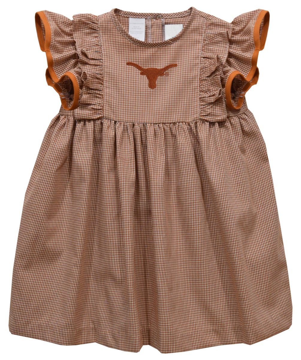 Vive La Fete Toddler Texas Longhorns Burnt Orange Ruffle Dress