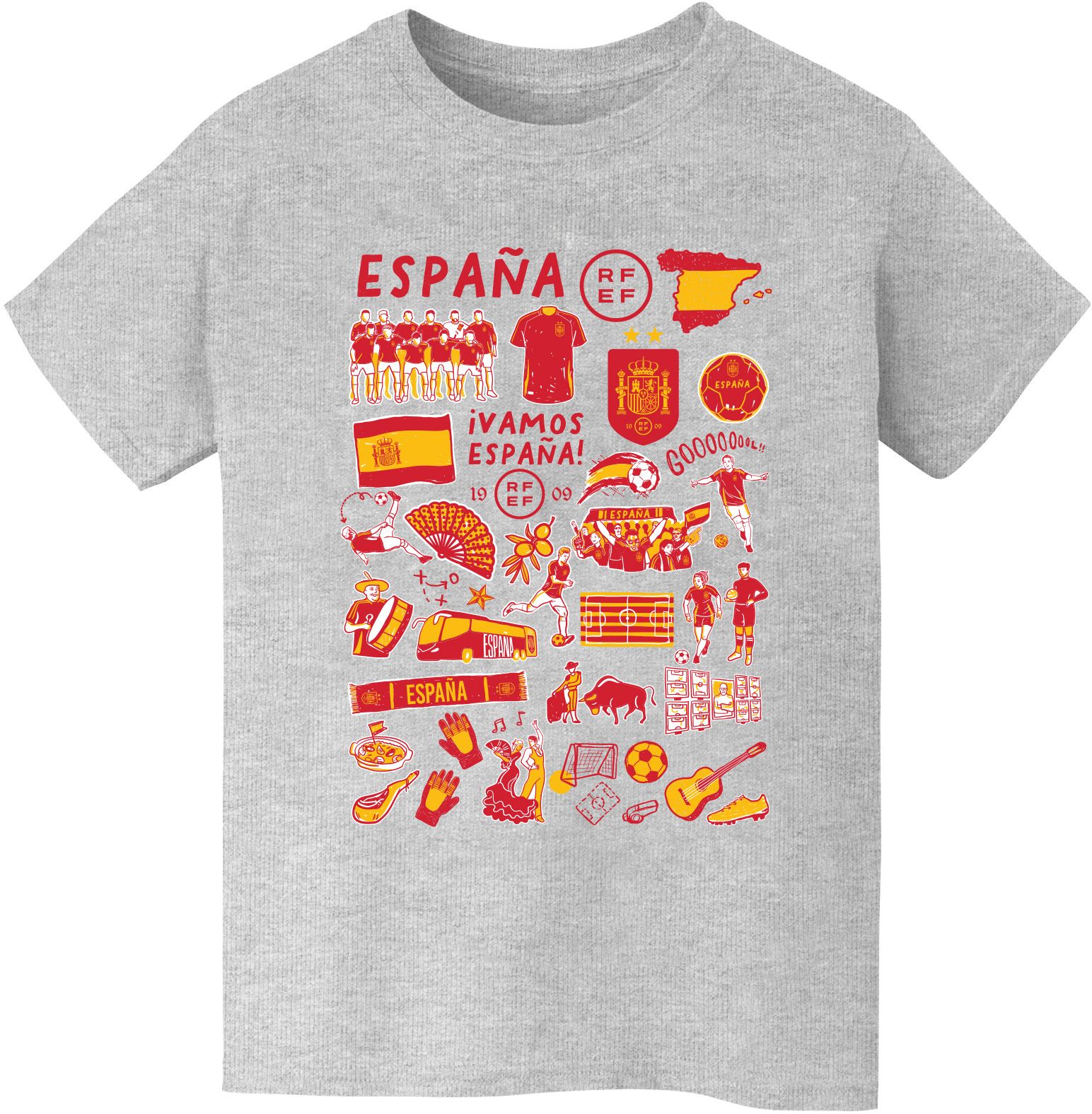 Viva La Fete Youth Spain National Team Impressions Artwork Gray T-Shirt