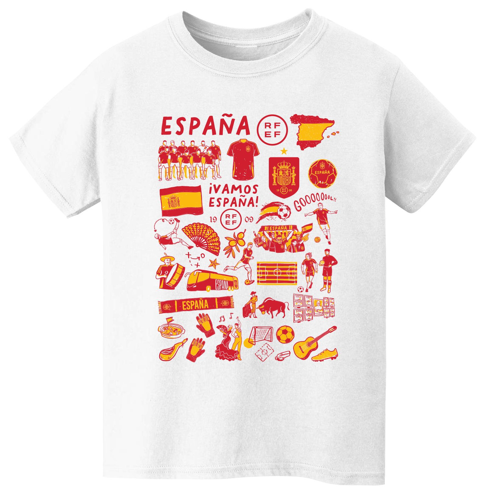 Viva La Fete Youth Spain National Team Impressions Artwork White T-Shirt