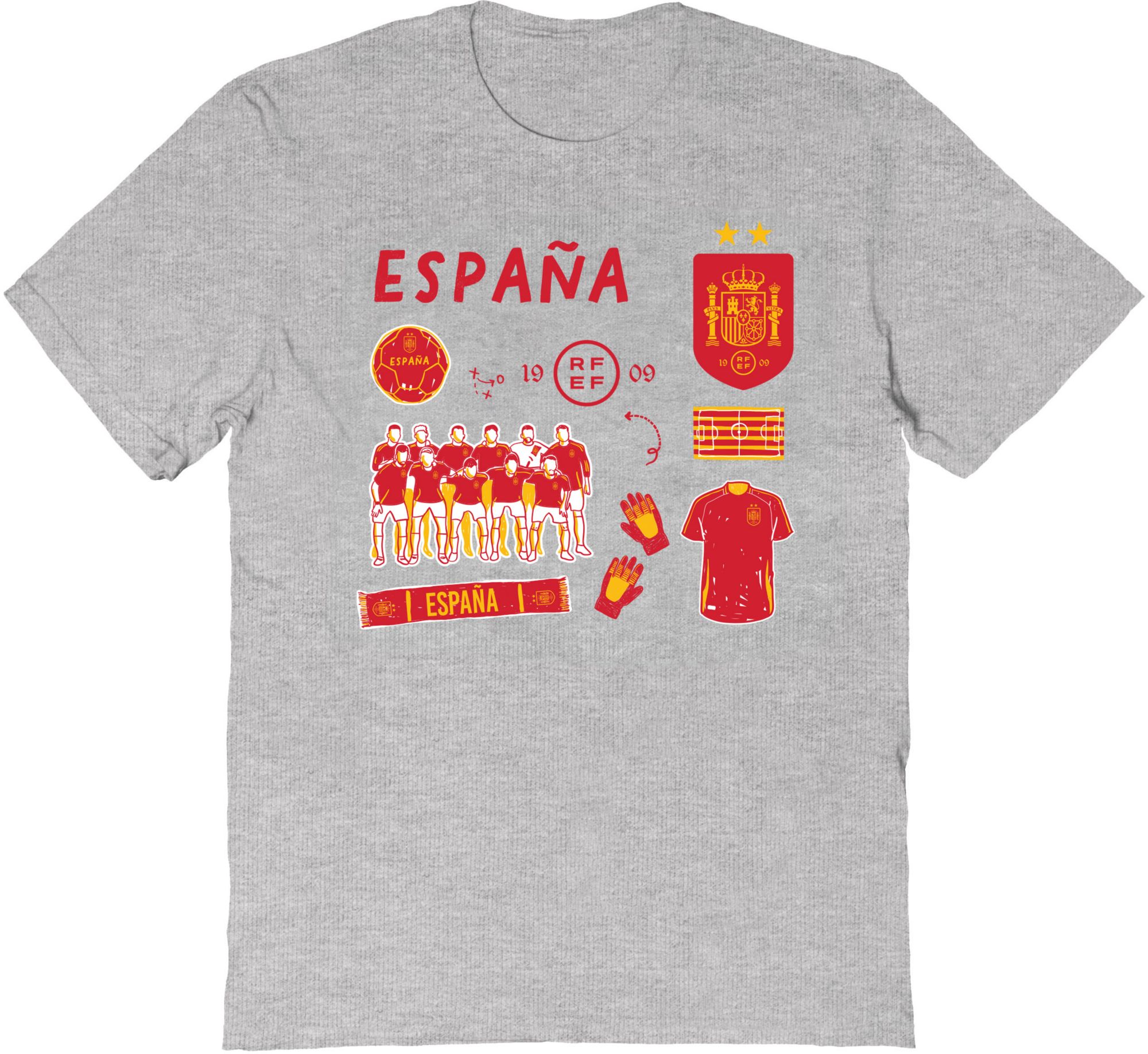 Viva La Fete Youth Spain National Team Impressions Icones Gray T-Shirt