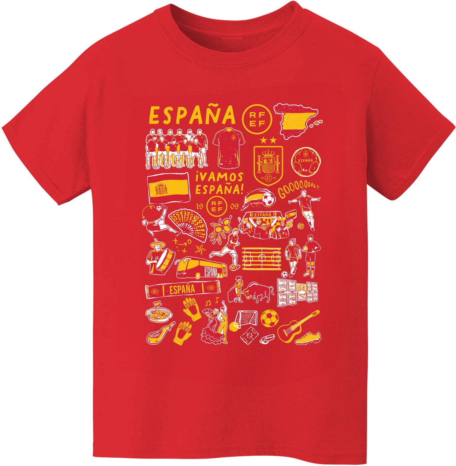 Viva La Fete Youth Spain National Team Impressions Artwork Red T-Shirt