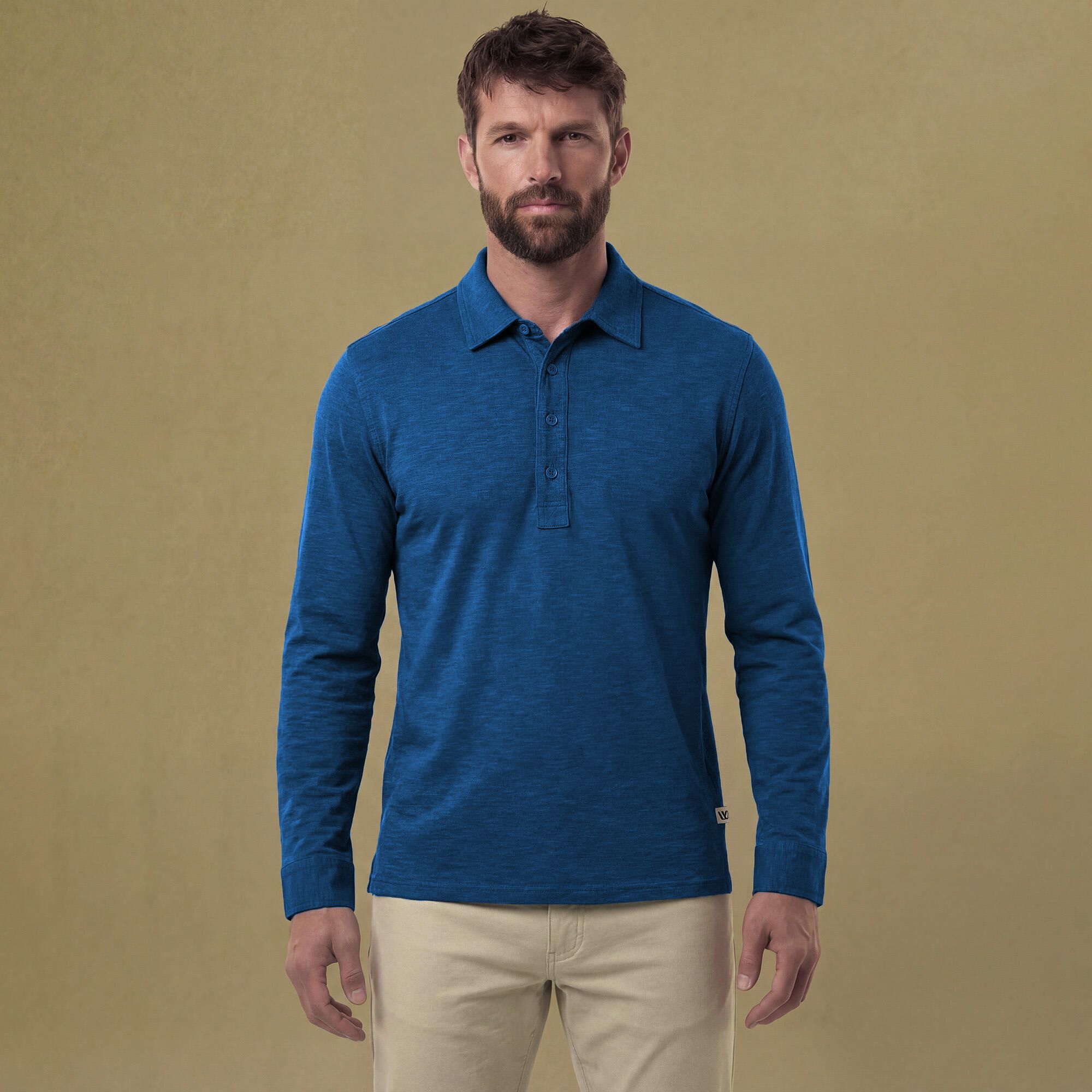 VRST Men's Essential Slub Long Sleeve Polo