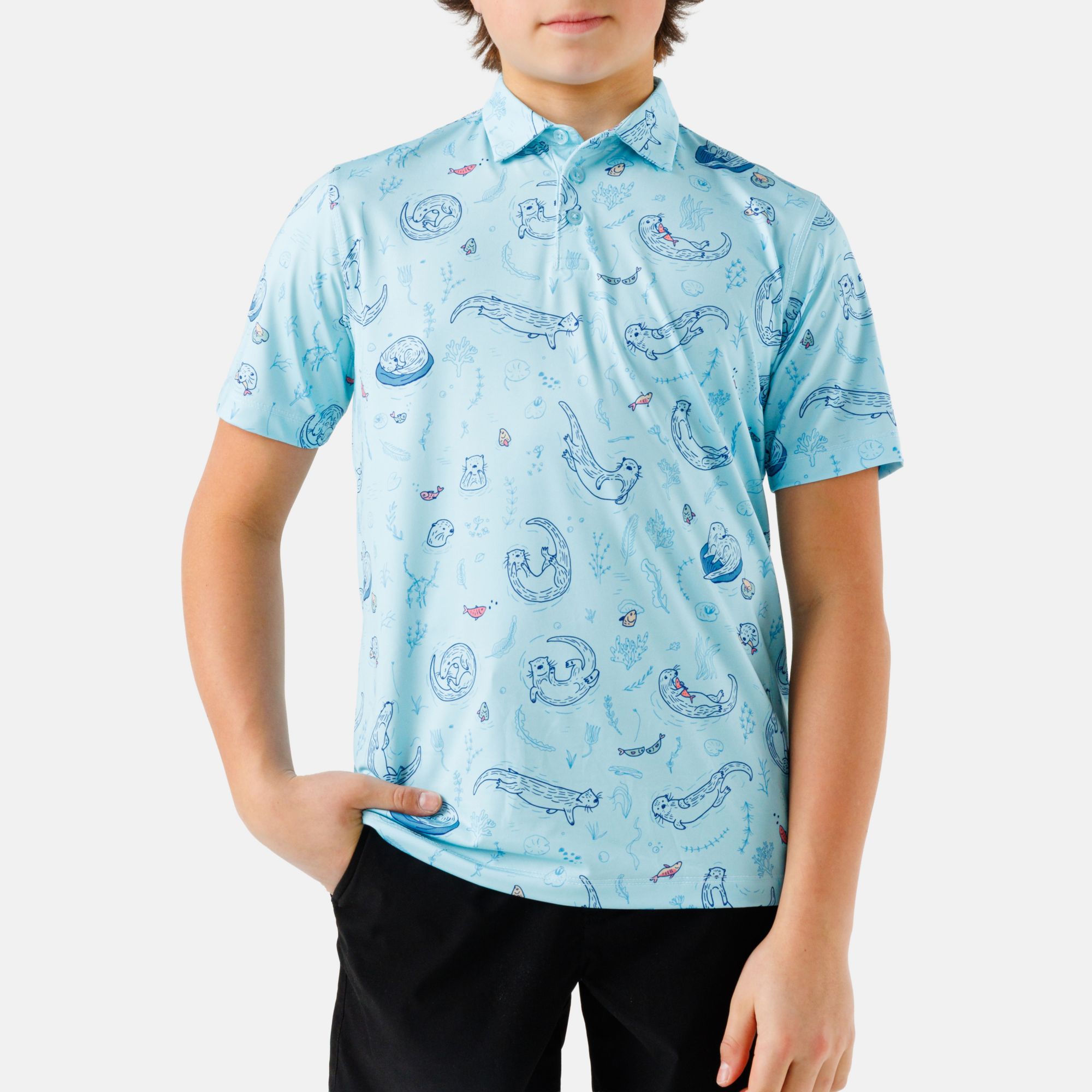 Waggle Boys' Otter Nonsense Golf Polo
