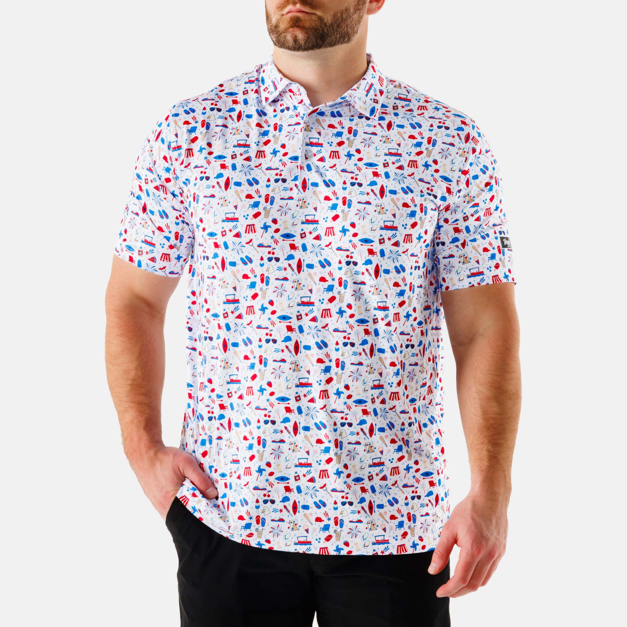 Waggle Men's Americana Golf Polo
