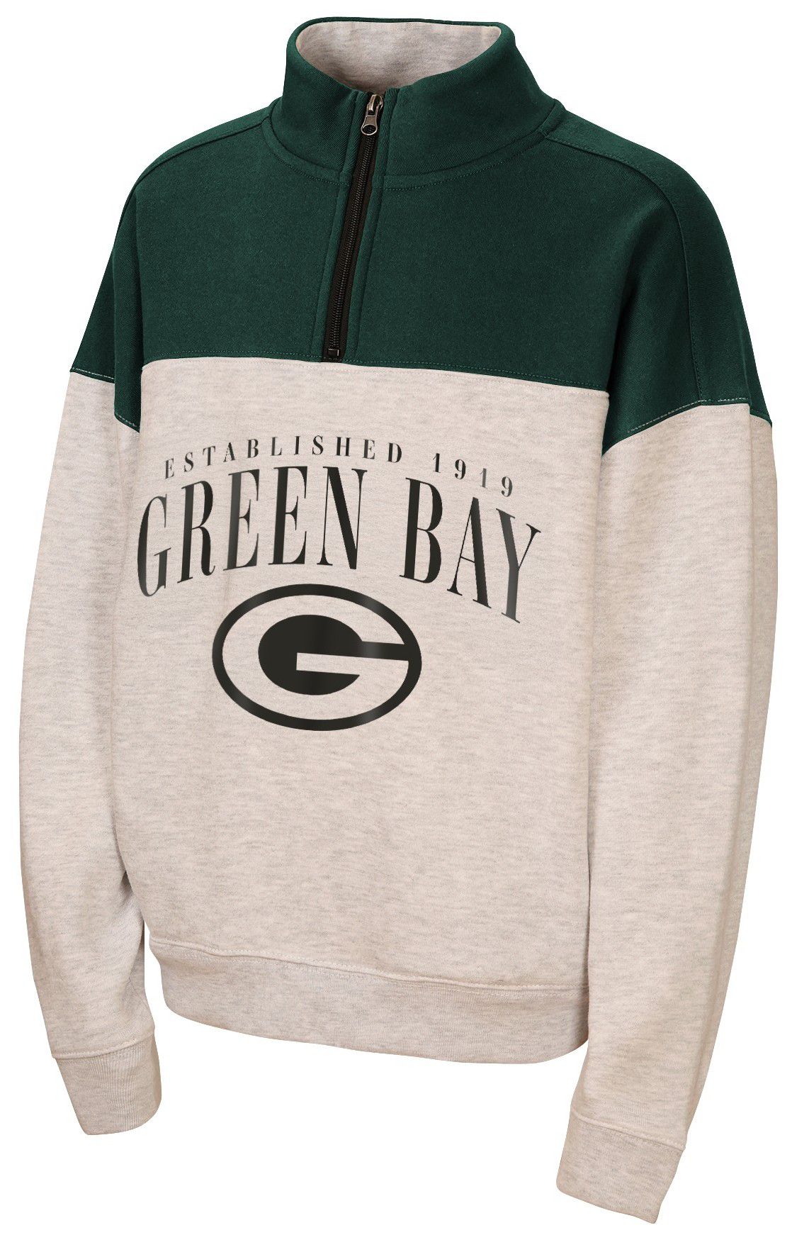 WEAR by Erin Andrews Girls' Green Bay Packers Grey Blitz 1/2 Zip Pullover