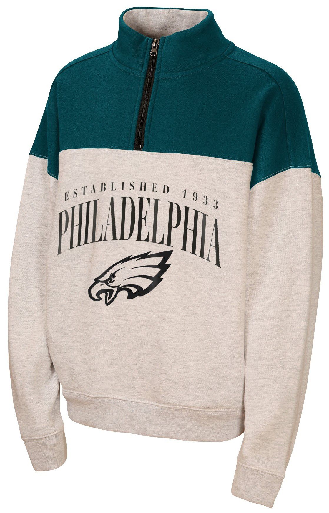 WEAR by Erin Andrews Girls' Philadelphia Eagles Grey Blitz 1/2 Zip Pullover
