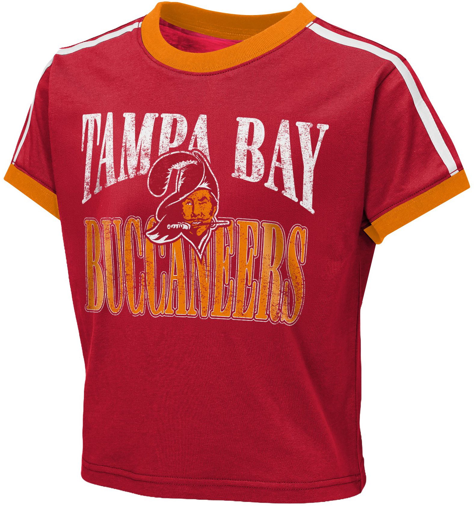 WEAR by Erin Andrews Girls' Tampa Bay Buccaneers Red Ringer T-Shirt
