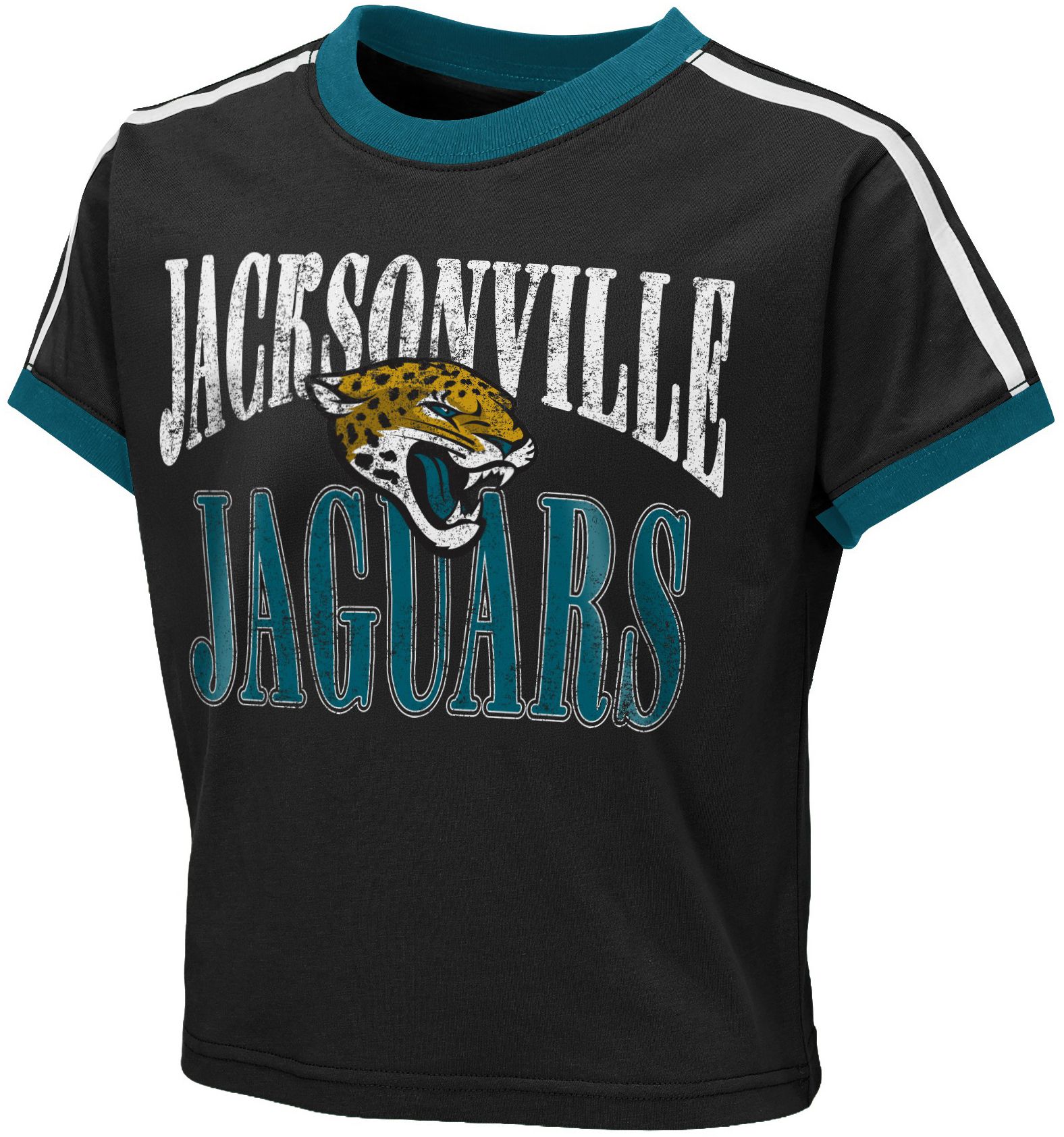 WEAR by Erin Andrews Girls' Jacksonville Jaguars Black Ringer T-Shirt