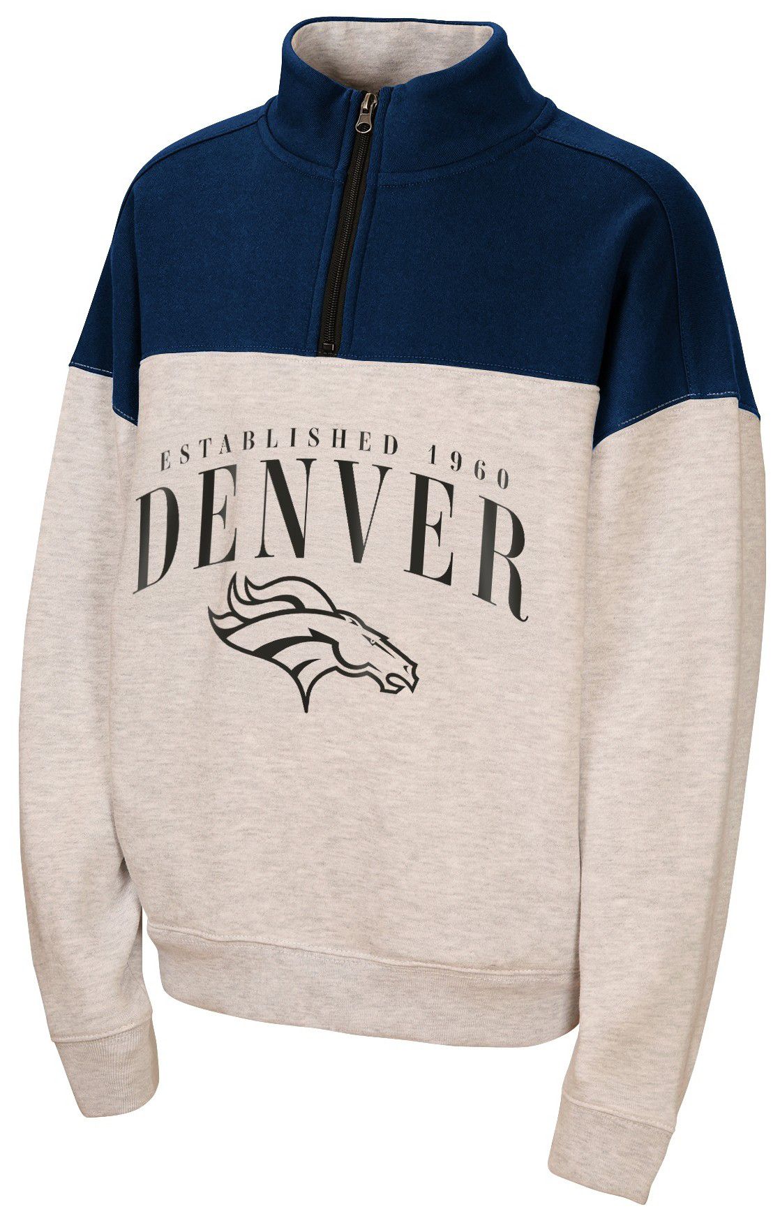 WEAR by Erin Andrews Girls' Denver Broncos Grey Blitz 1/2 Zip Pullover