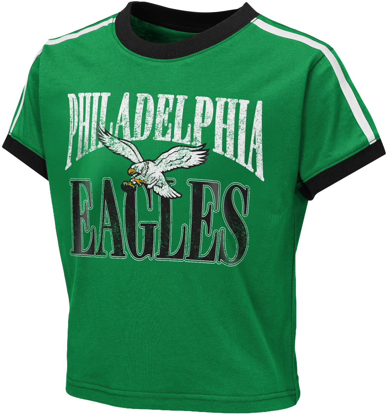 WEAR by Erin Andrews Girls' Philadelphia Eagles Green Ringer T-Shirt