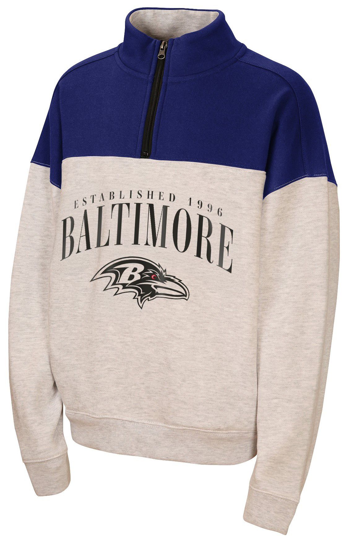 WEAR by Erin Andrews Girls' Baltimore Ravens Grey Blitz 1/2 Zip Pullover