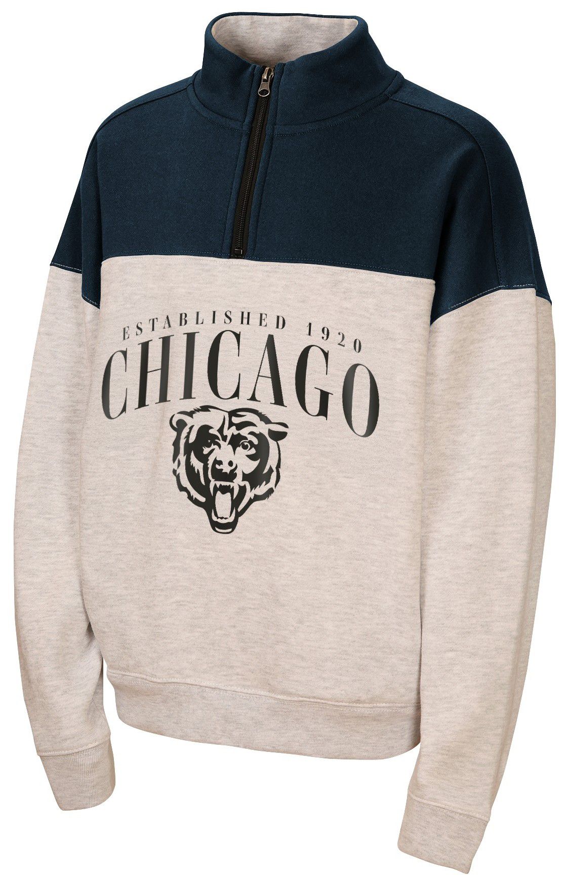 WEAR by Erin Andrews Girls' Chicago Bears Grey Blitz 1/2 Zip Pullover