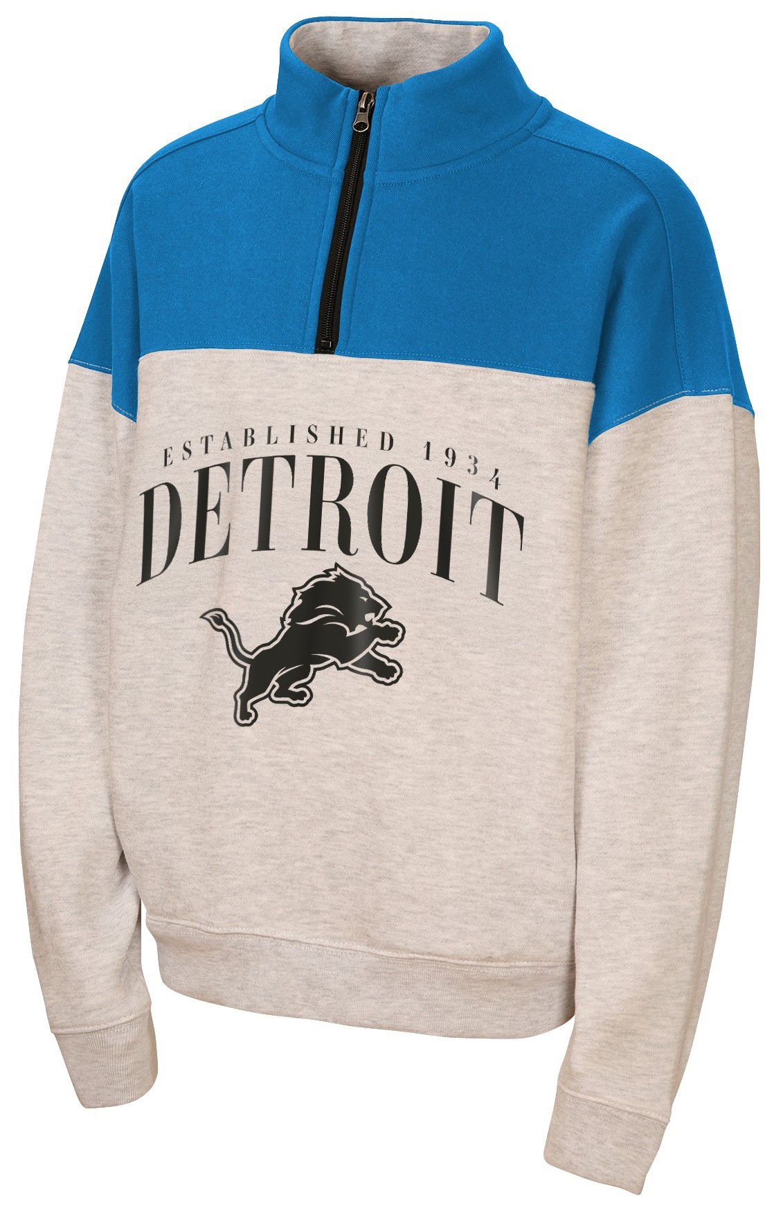 WEAR by Erin Andrews Girls' Detroit Lions Grey Blitz 1/2 Zip Pullover