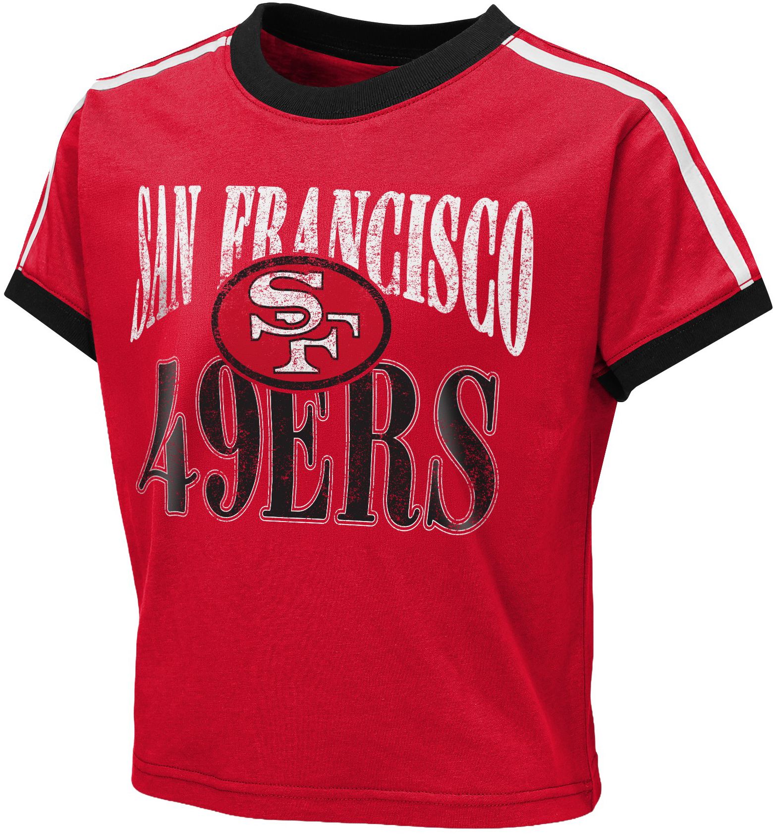 WEAR by Erin Andrews Girls' San Francisco 49ers Red Ringer T-Shirt