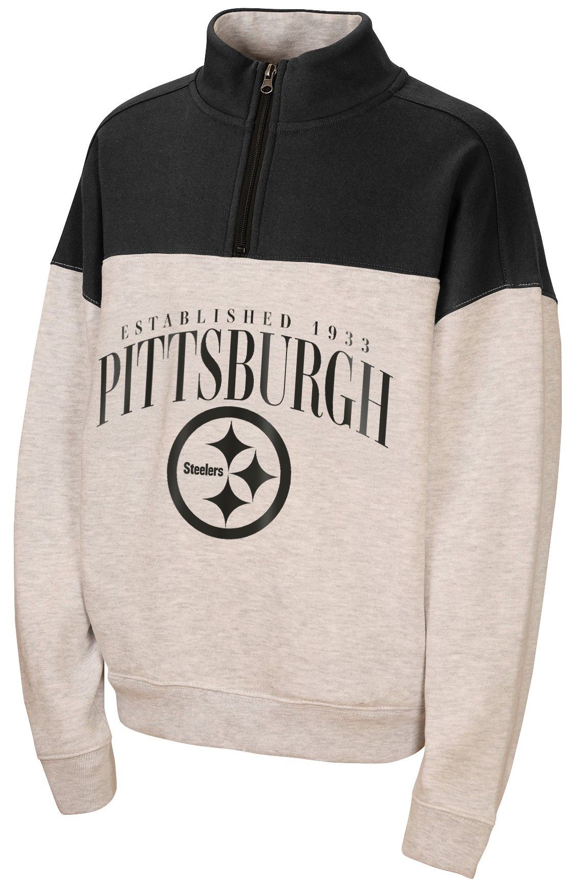 WEAR by Erin Andrews Girls' Pittsburgh Steelers Grey Blitz 1/2 Zip Pullover