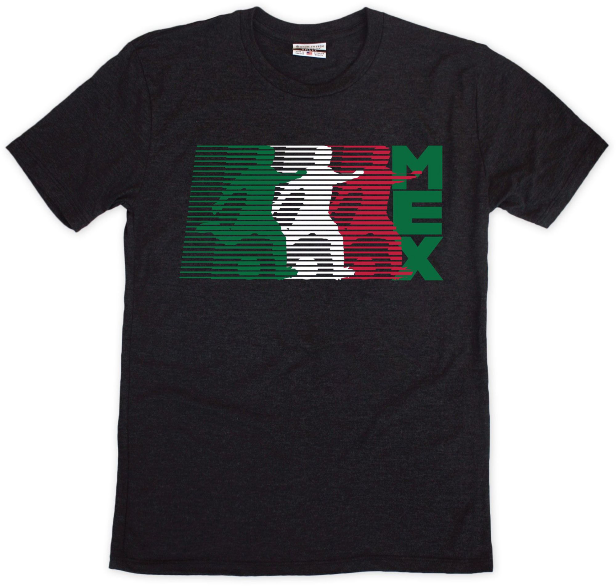 Where I'm From Adult Mexico Black Lines Soccer Kick T-Shirt
