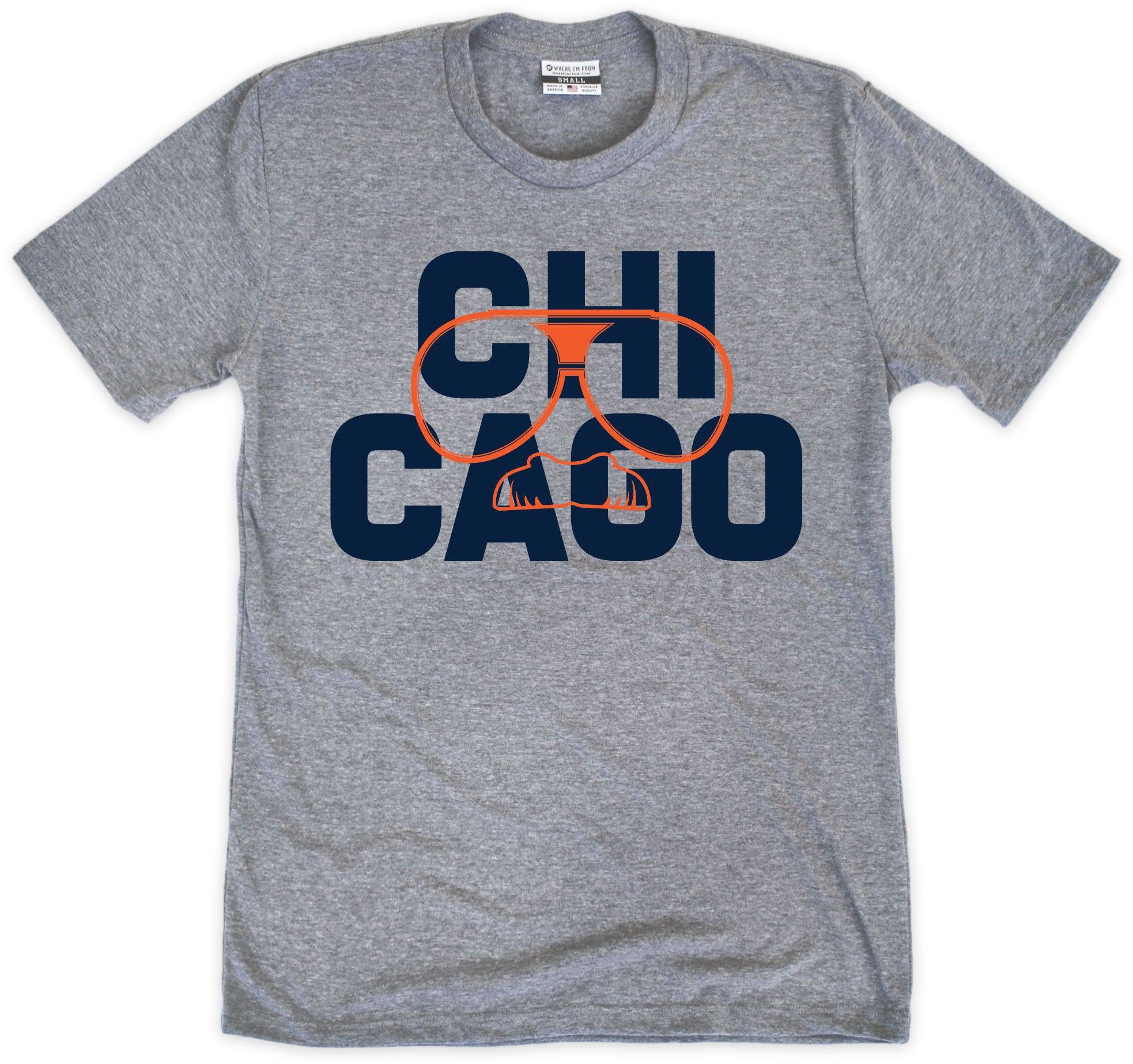 Where I'm From Adult Chicago Gray Glasses T-Shirt