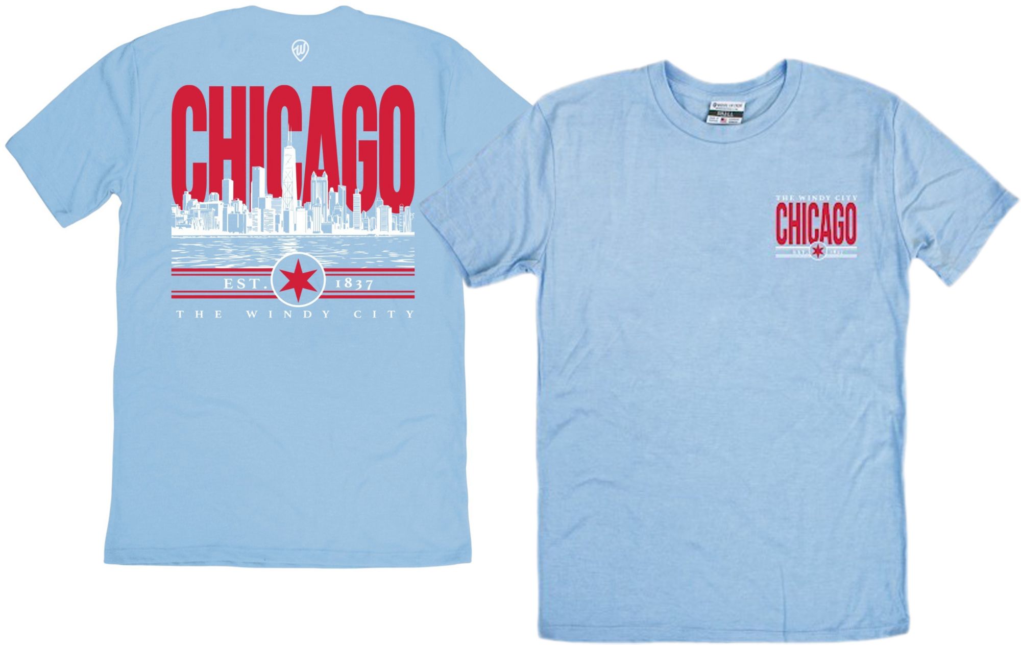 Where I'm From Adult Chicago Light Blue Flag Skyline T-Shirt