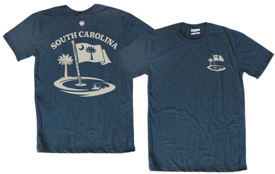 Where I'm From Adult South Carolina Navy Flag 2 Hit T-Shirt