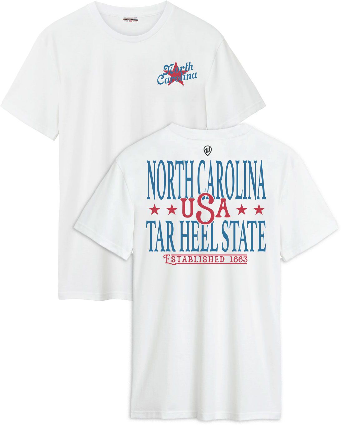 Where I'm From Adult North Carolina White 2026 Americana 2 Hit T-Shirt