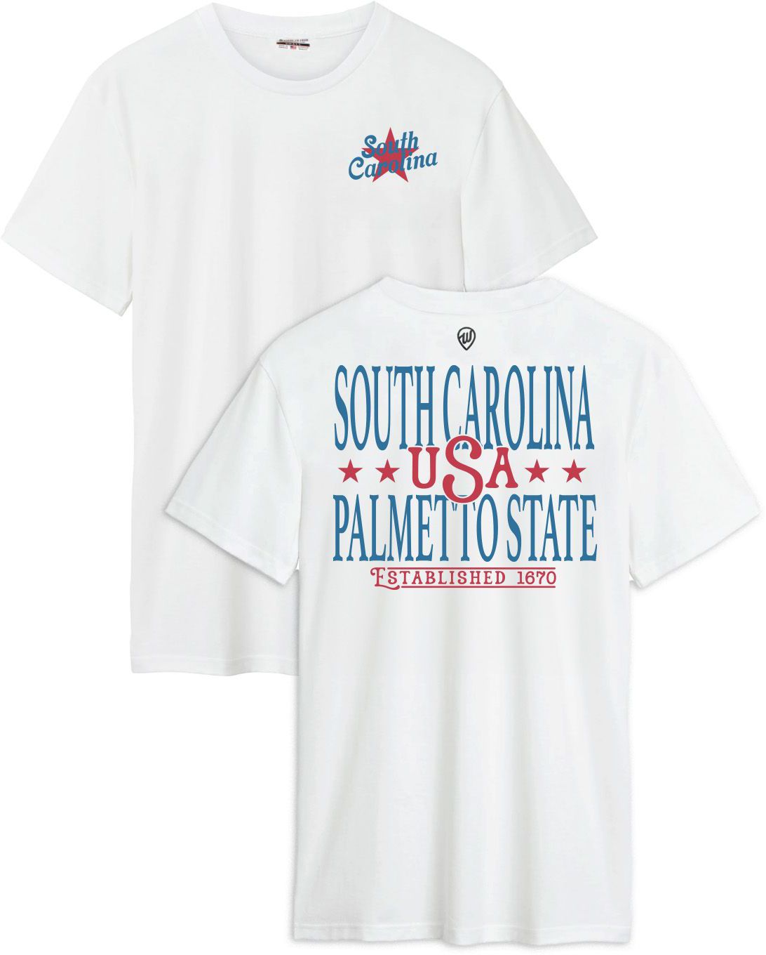 Where I'm From Adult South Carolina White 2026 Americana 2 Hit T-Shirt