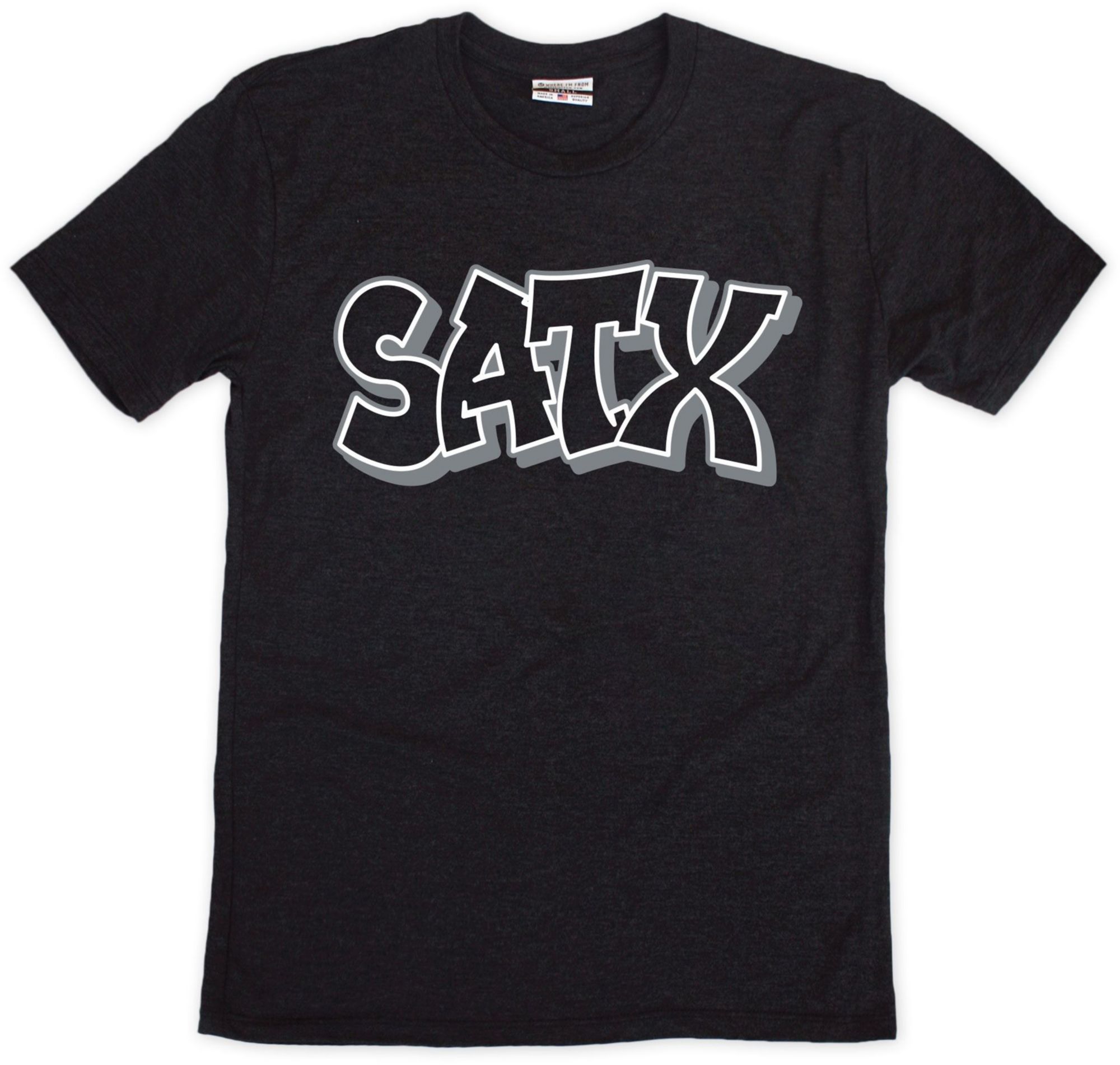 Where I'm From Adult San Antonio Black Big Font T-Shirt