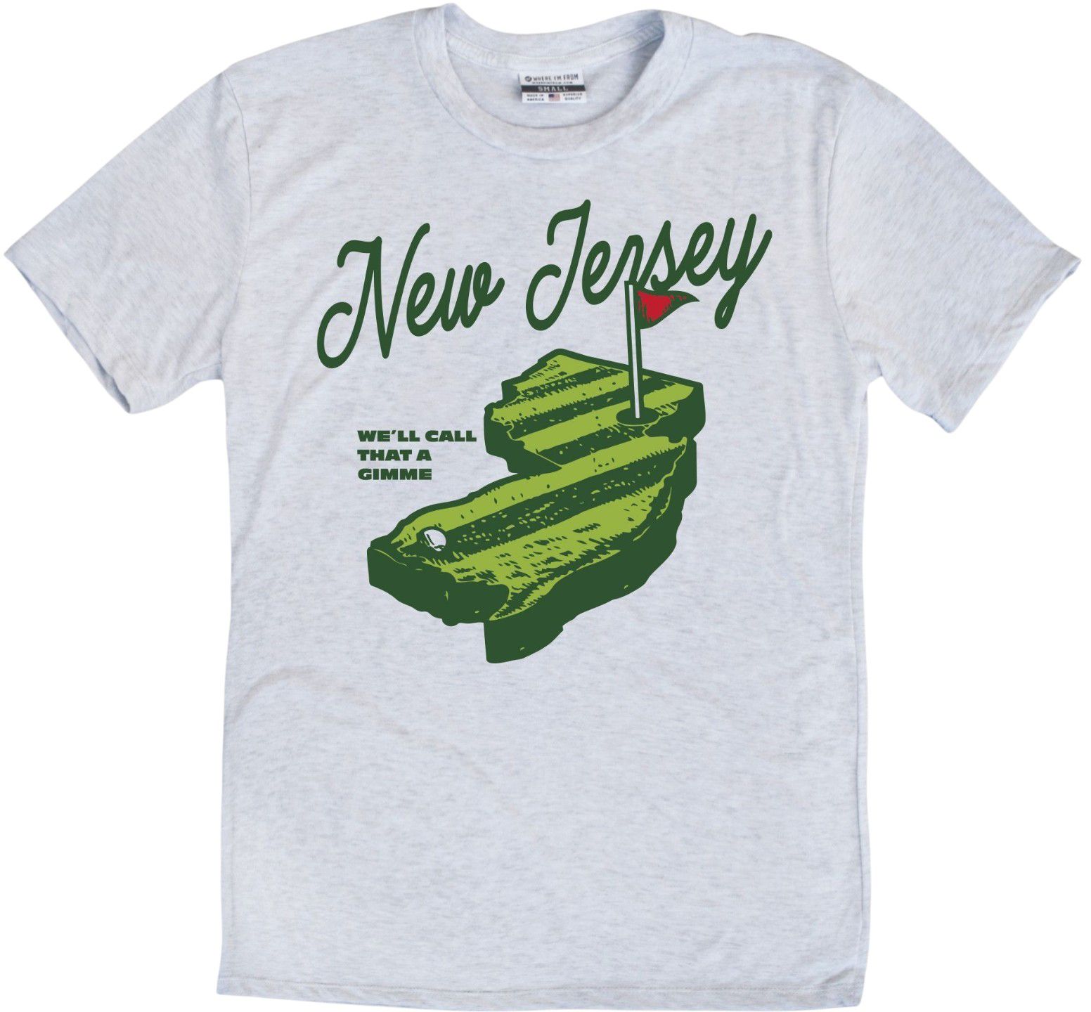 Where I'm From Adult New Jersey Ash State Outline T-Shirt
